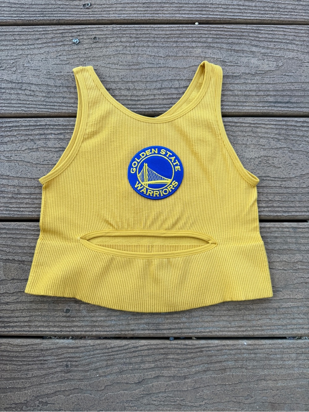 Golden State Warriors Yellow Ribbed Crop Tank
